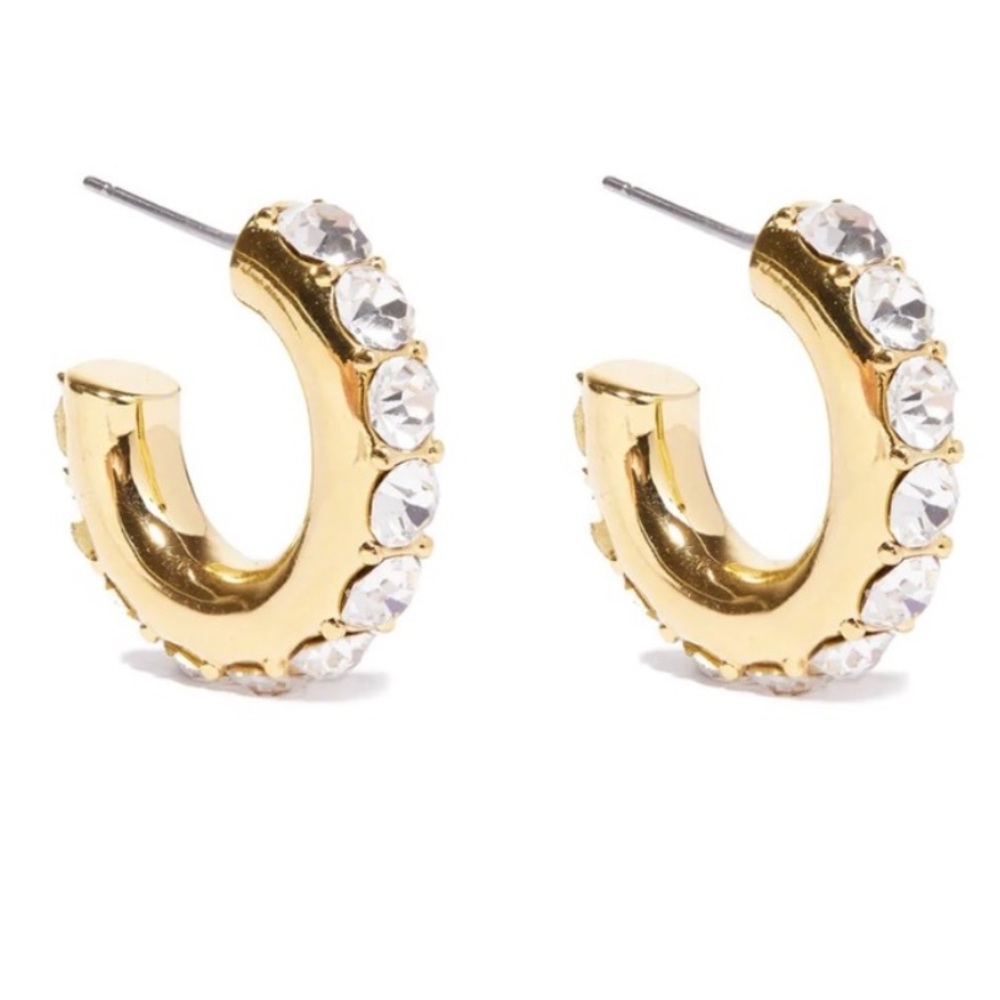 crystal chunky pave huggie hoop earrings